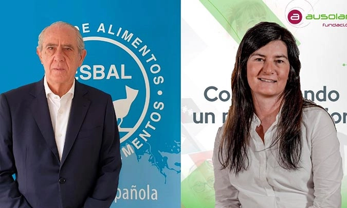 <b>Pedro Llorca</b>, presidente de la Federación Española de Bancos de Alimentos, y <b>María Marin</b>, presidenta de Fundación Ausolan.